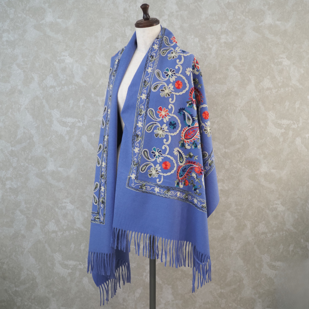 刺繍ストール パープル