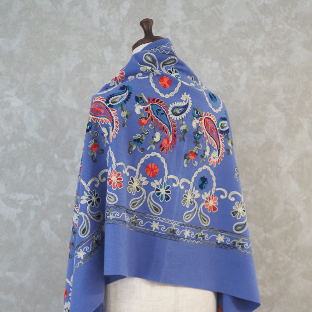 刺繍ストール パープル