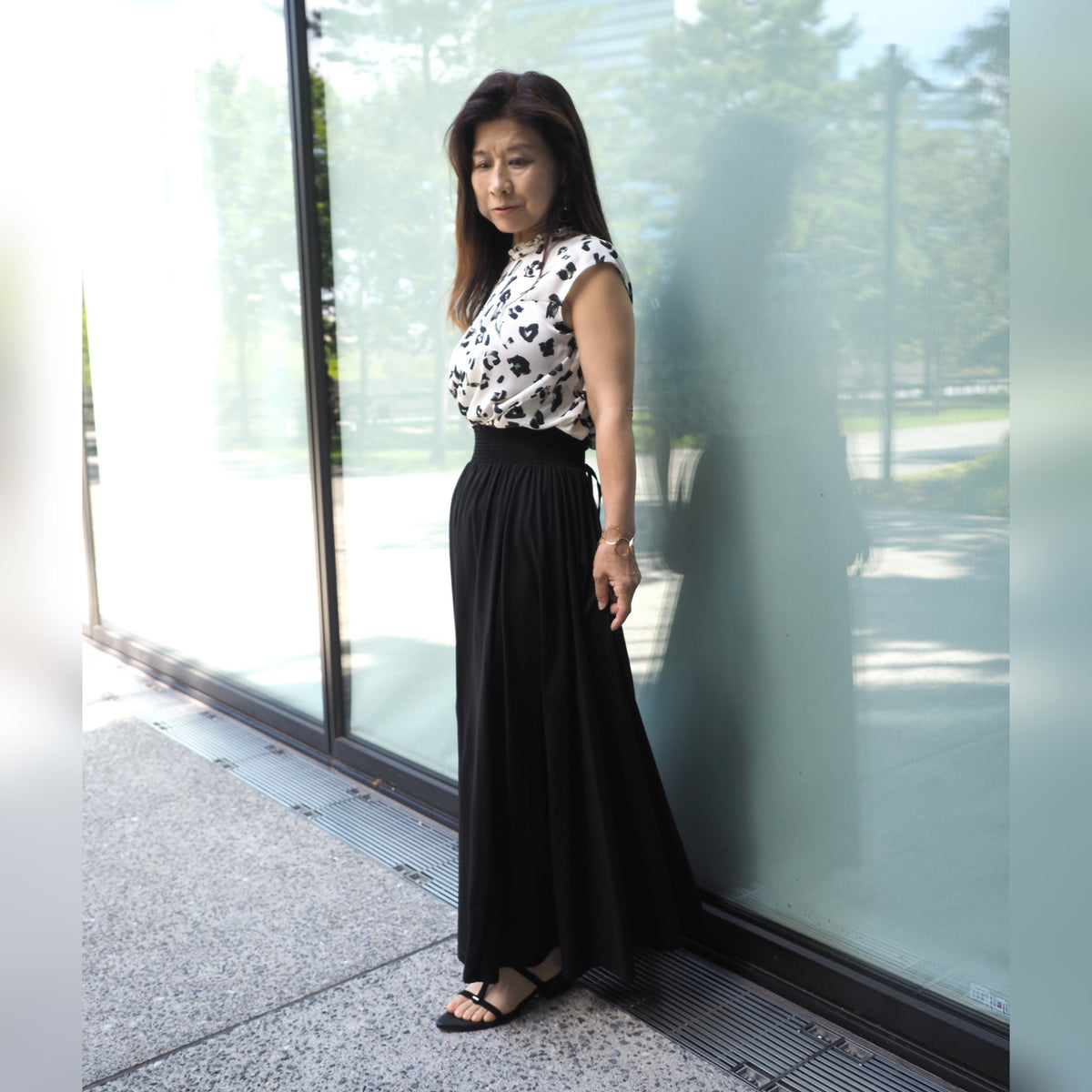 コットンウエストベルトサーキュラースカート(2WAY)